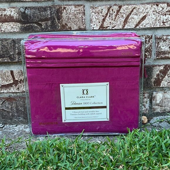 NEW 1800 Thread Count: MAGENTA Color, Deep Pockets, Premier 4 Piece Bed Sheets - Picture 1 of 2